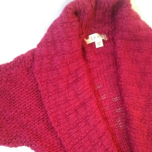 Decree Burgandy Chunk Knit Short Sleeve Cardigan - Picture 2 of 4